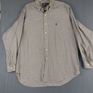 Ralph Lauren Yarmouth Shirt 17 Brown Mini Houndstooth Button Up Long Sleeve Mens